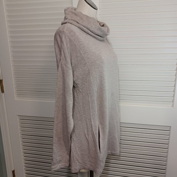 Soft Surroundings Tan Cowl Neck Knit Fleece Tunic - Picture 9 of 10